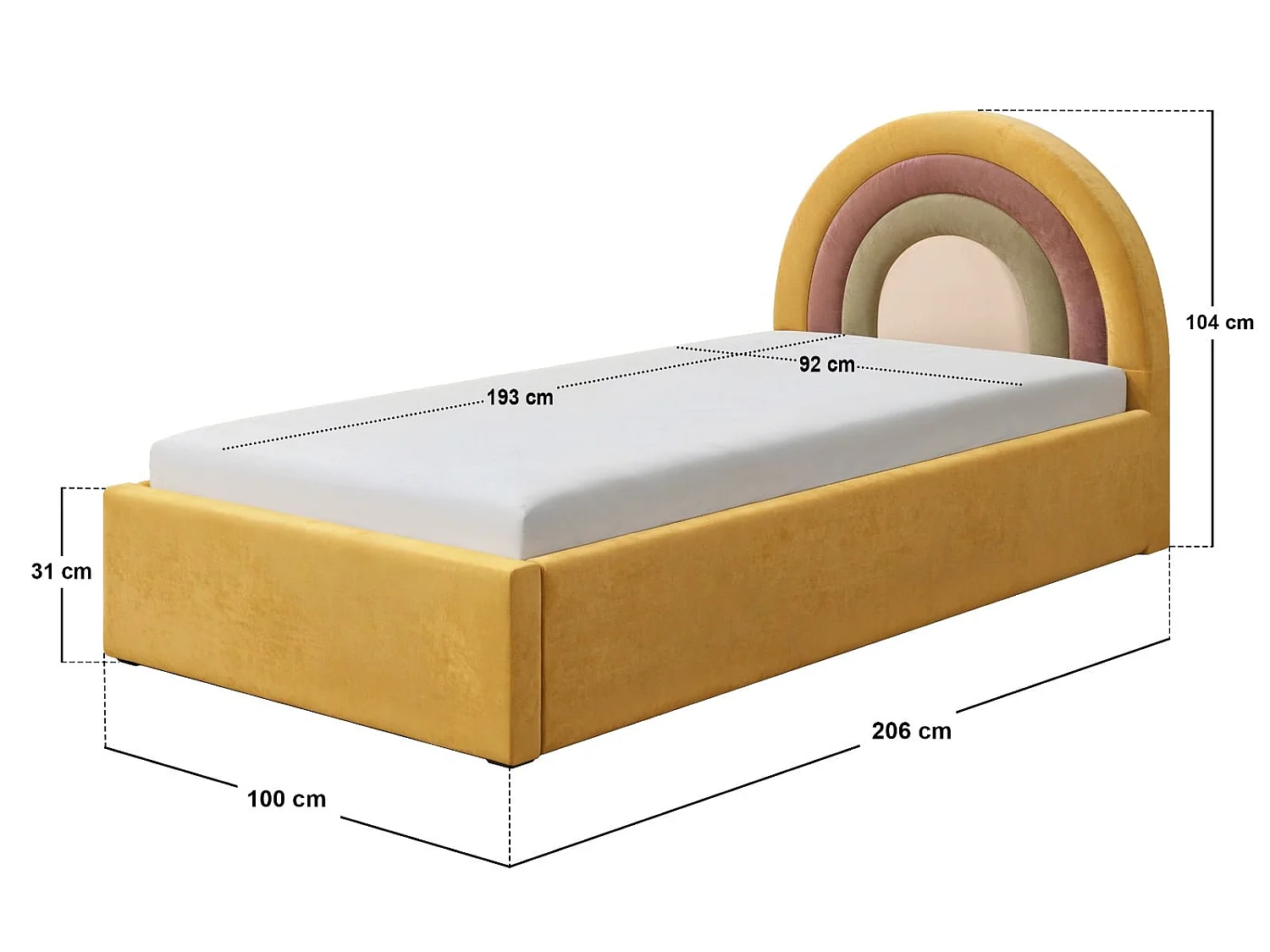 Flair Ava Single Ottoman Bed Mustard Velvet