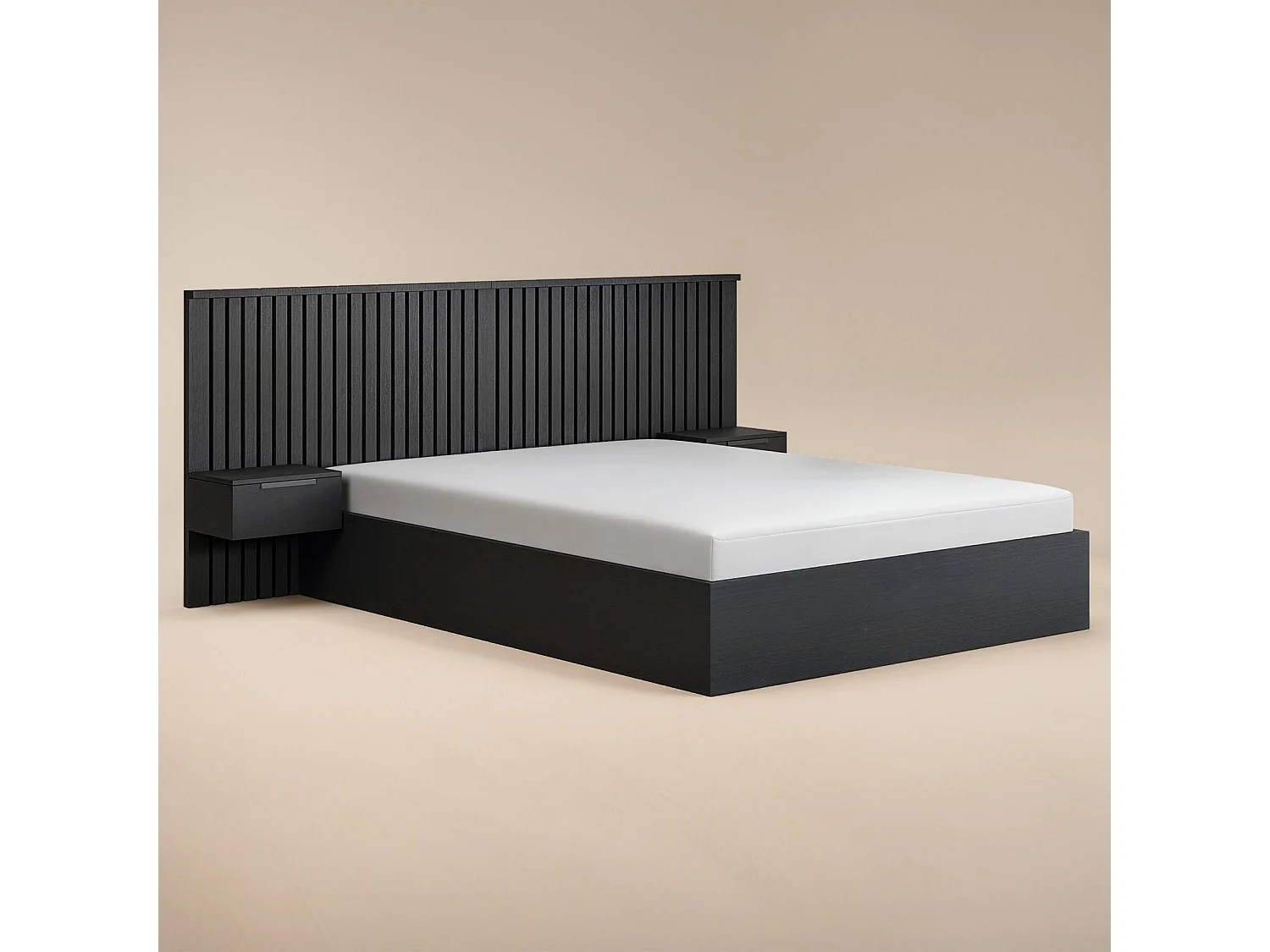 SOLACE+CO Taylor Hotel Ottoman Bed with Side Tables Black Double