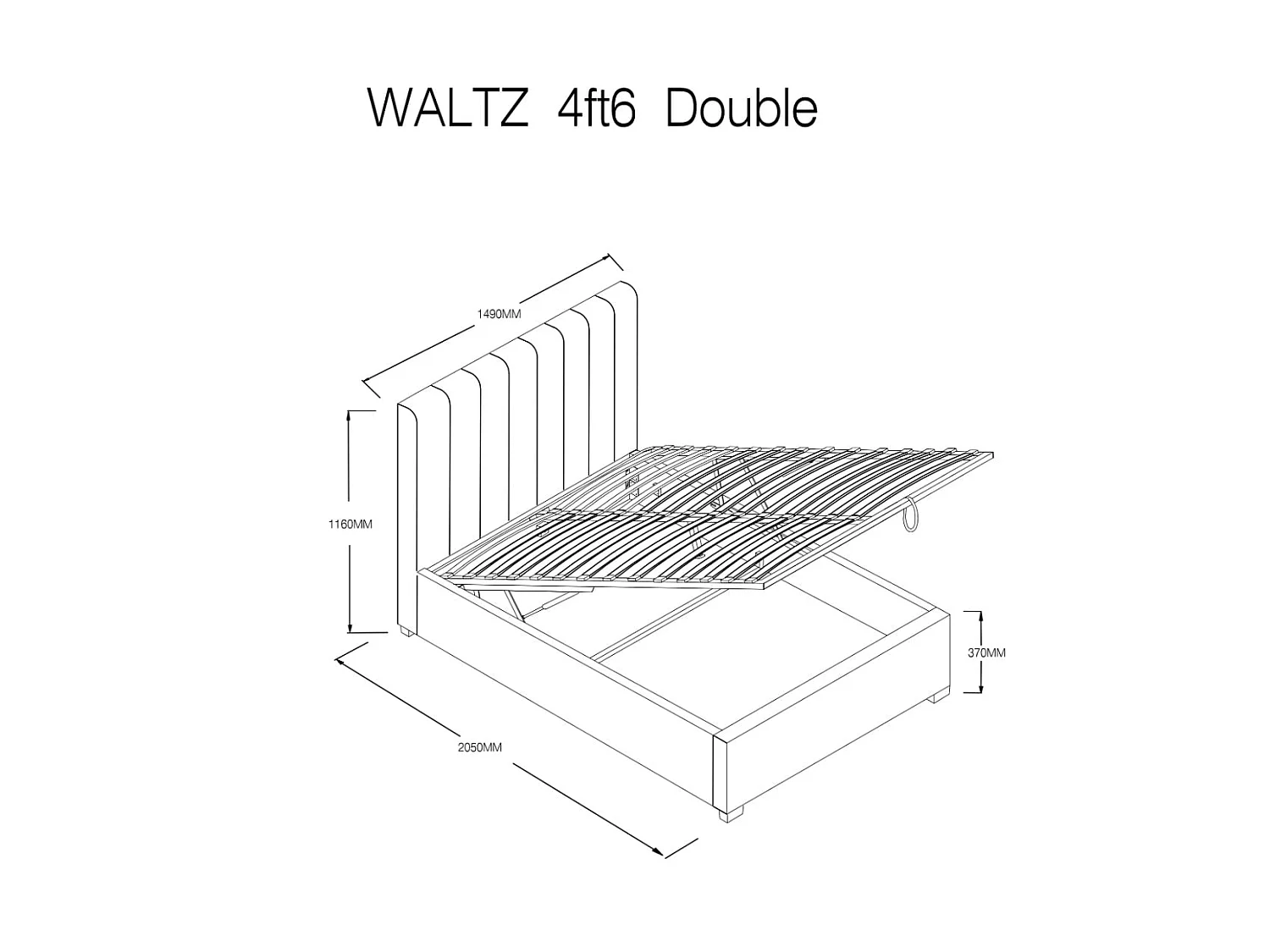Flair Waltz Fabric Ottoman Bed Double