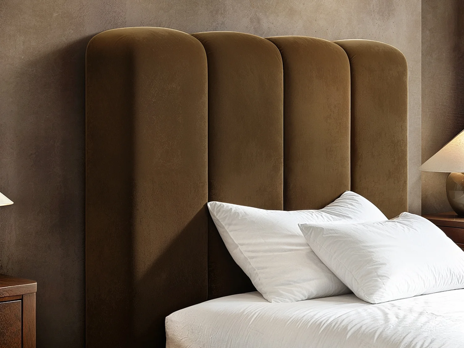 SOLACE+CO Emilie Ribbed Single Ottoman Bed Brown Velvet