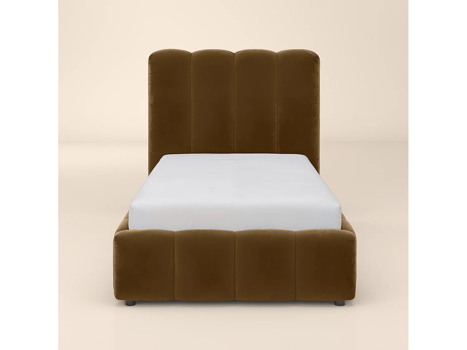 SOLACE+CO Emilie Ribbed Single Ottoman Bed Brown Velvet