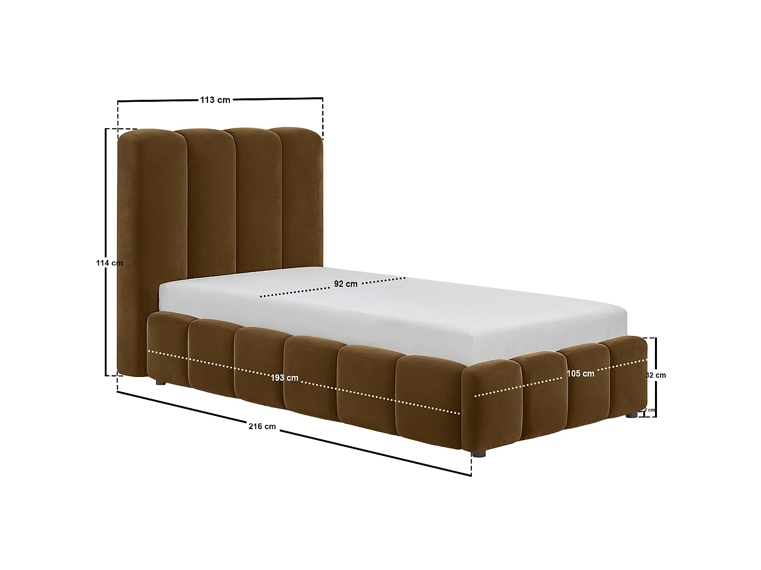 SOLACE+CO Emilie Ribbed Single Ottoman Bed Brown Velvet