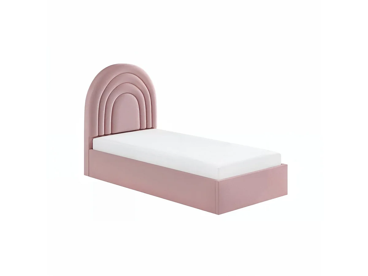 Flair Ava Single Ottoman Bed Pink Velvet