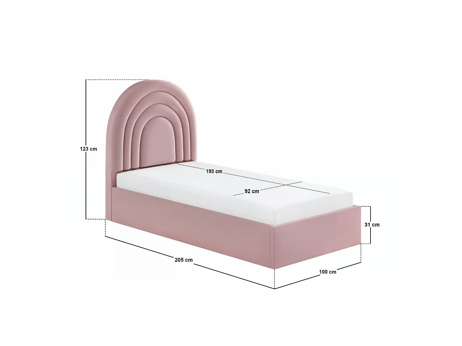 Flair Ava Single Ottoman Bed Pink Velvet