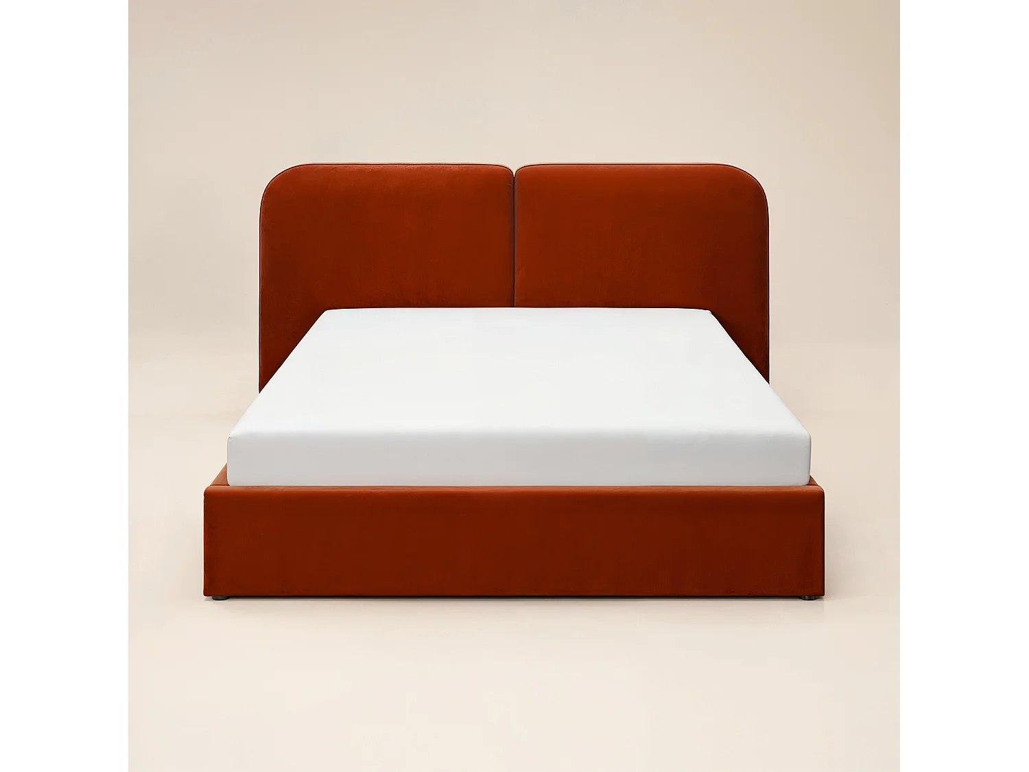 SOLACE+CO Lena Double Velvet Ottoman Bed Burnt Orange