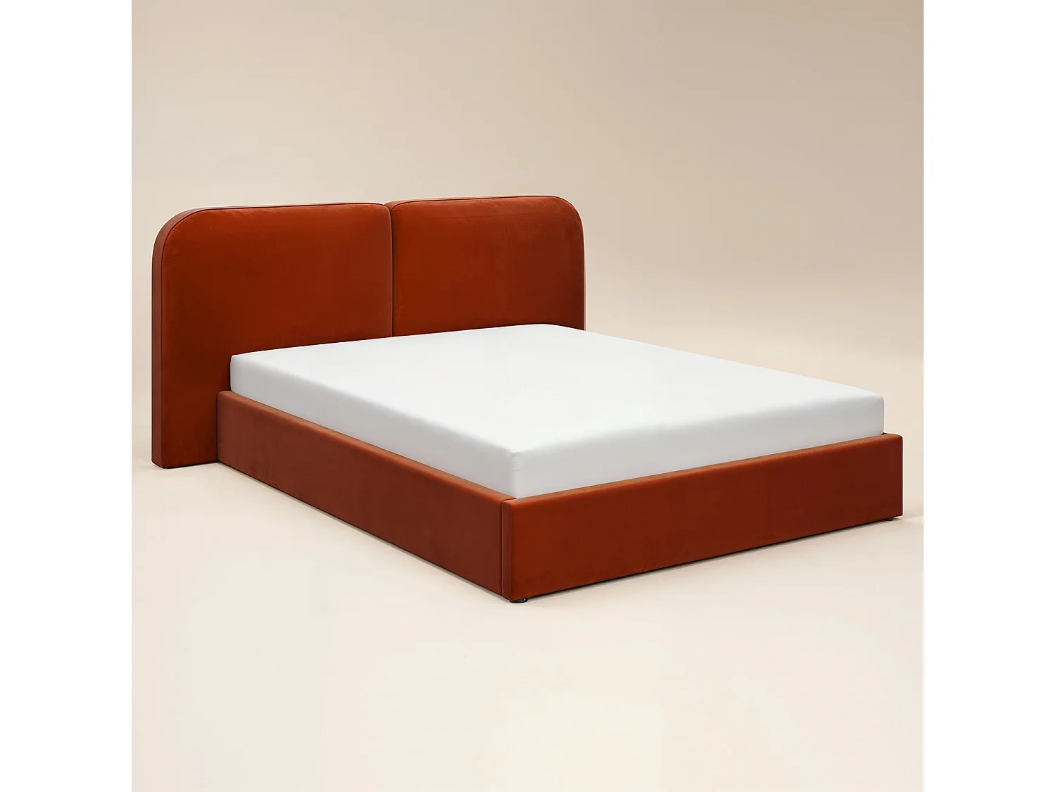 SOLACE+CO Lena Double Velvet Ottoman Bed Burnt Orange
