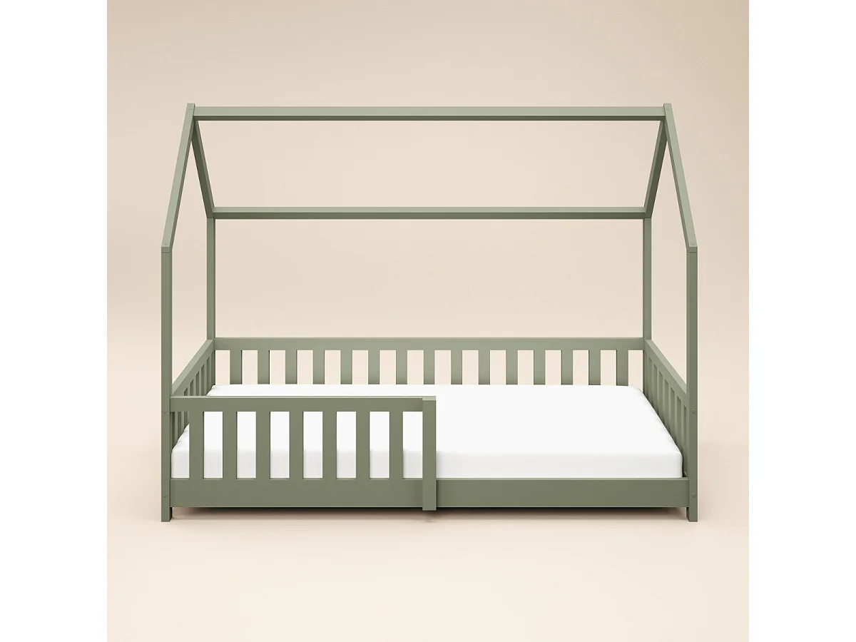 Flair Explorer Single Play House Floor Bed with Rails Wooden Olive Green