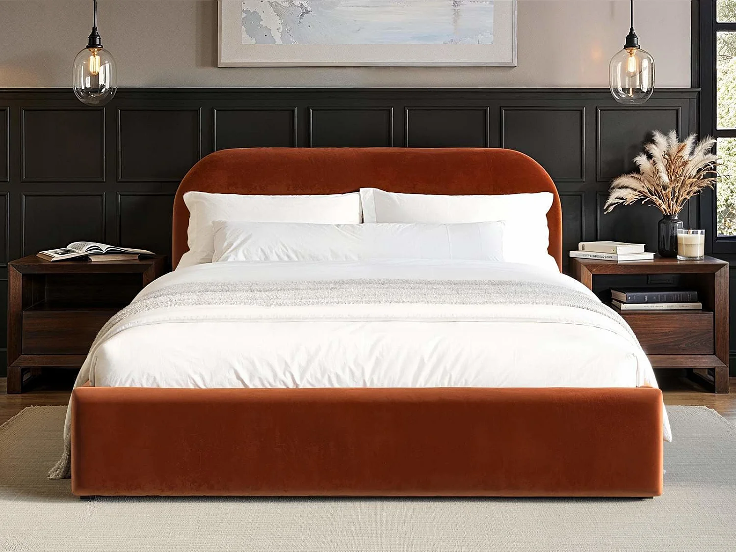 Flair Alba Ottoman Bed Burnt Orange Velvet Double
