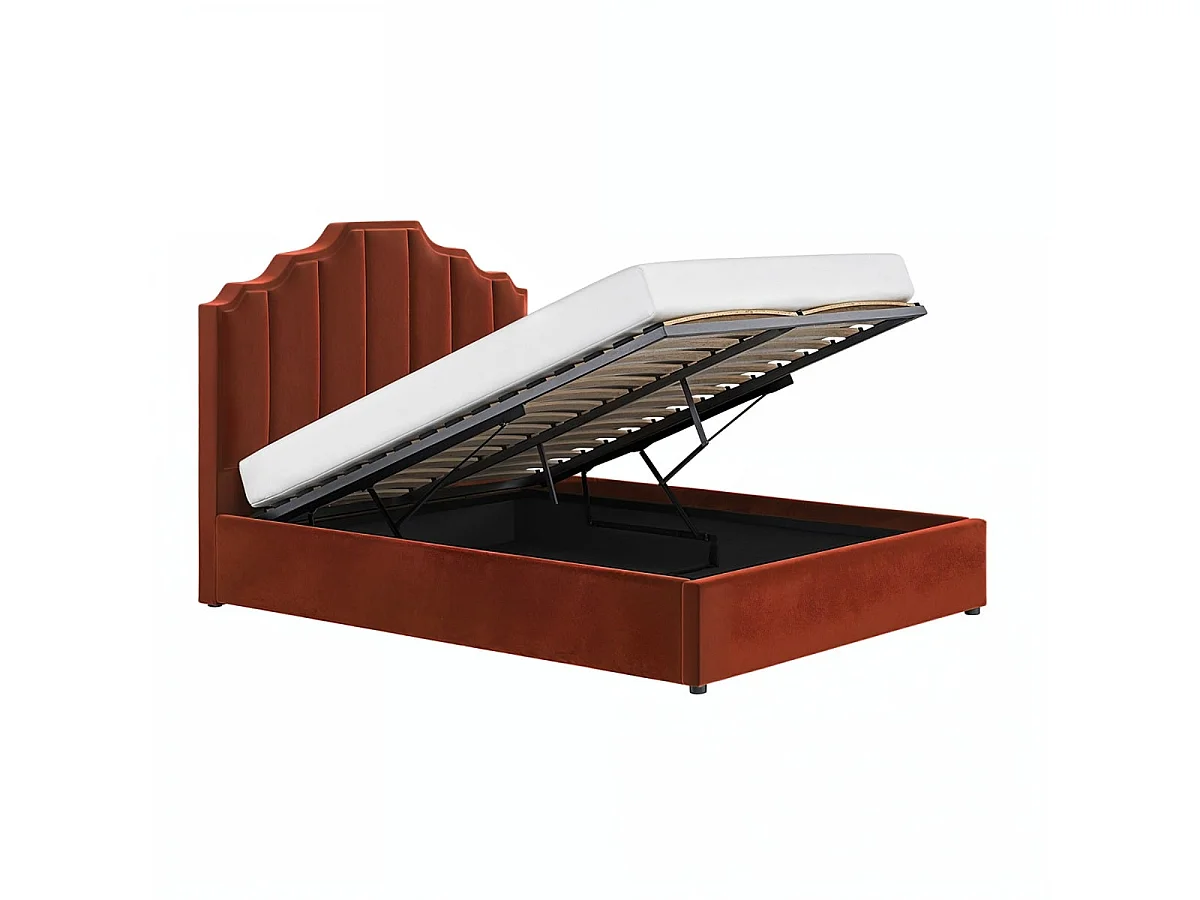 Flair Margot Ottoman Bed Burnt Orange Velvet Double
