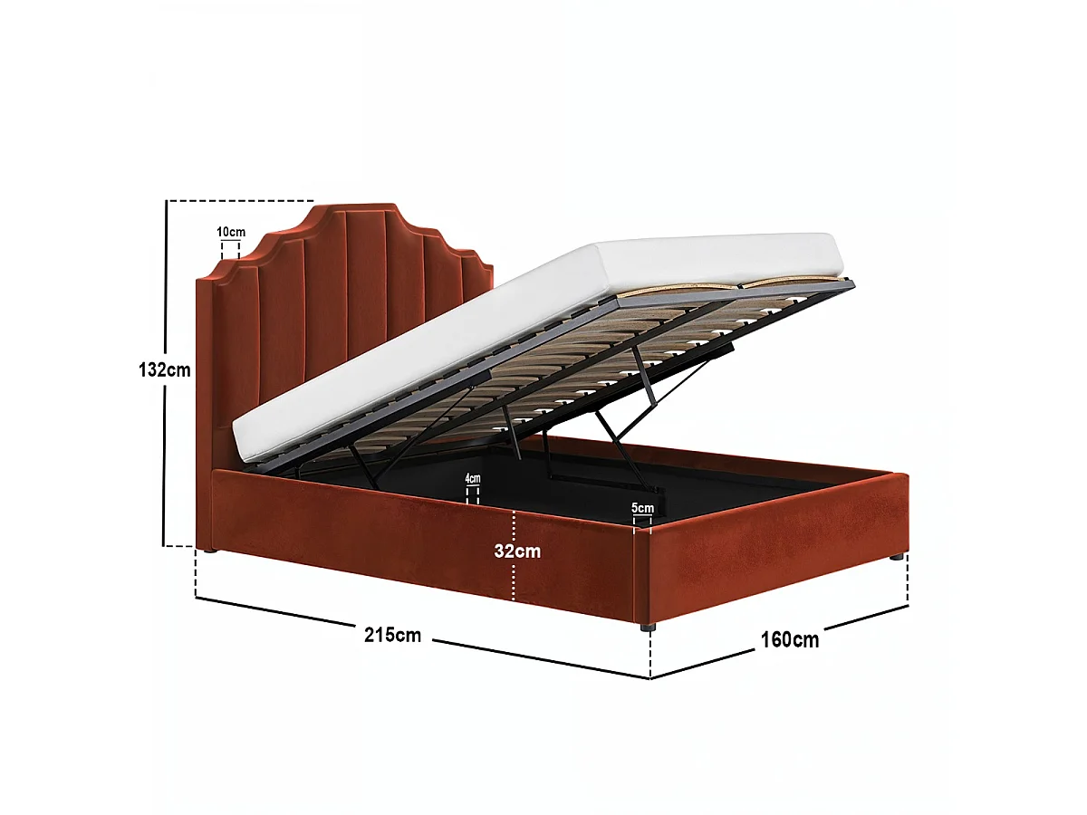 Flair Margot Ottoman Bed Burnt Orange Velvet Double