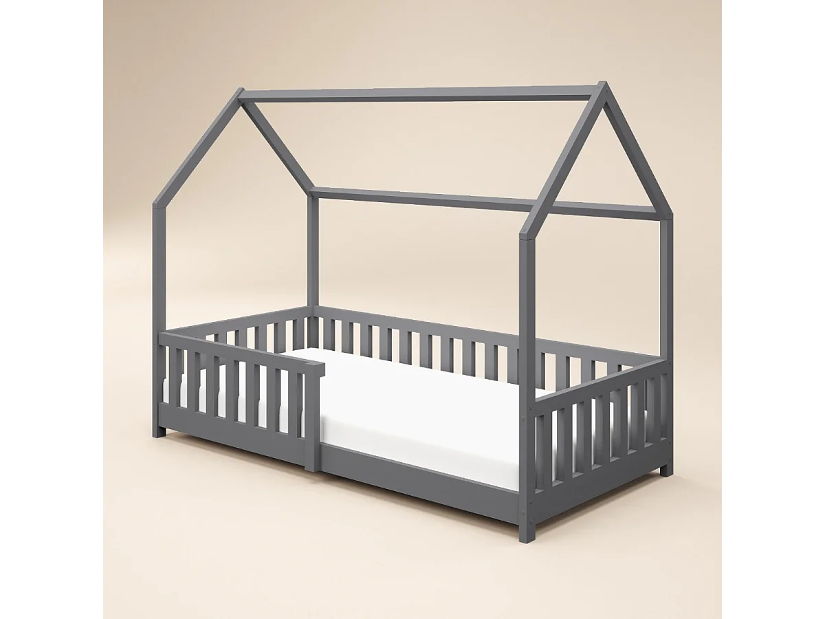 Flair Explorer Single Play House Floor Bed with Rails Wooden Grey
