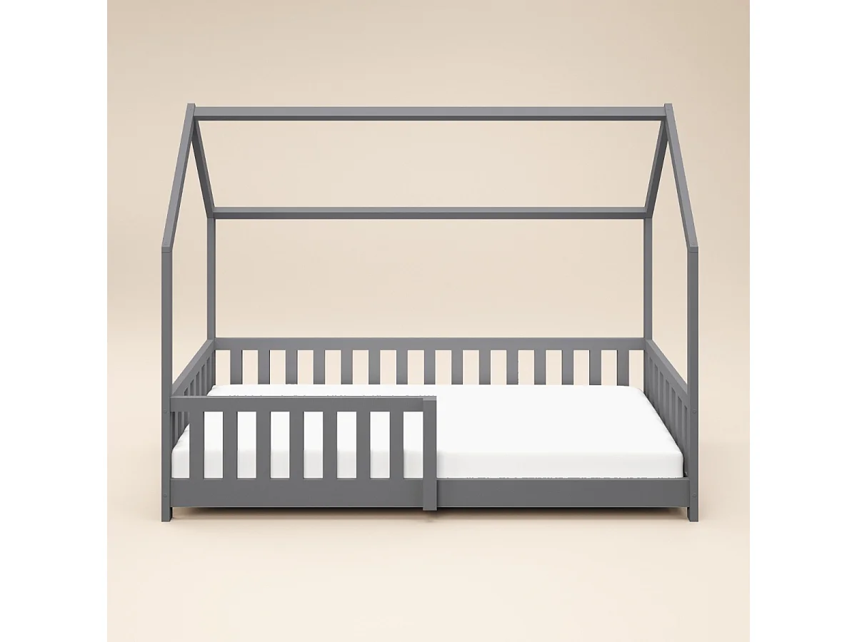 Flair Explorer Single Play House Floor Bed with Rails Wooden Grey
