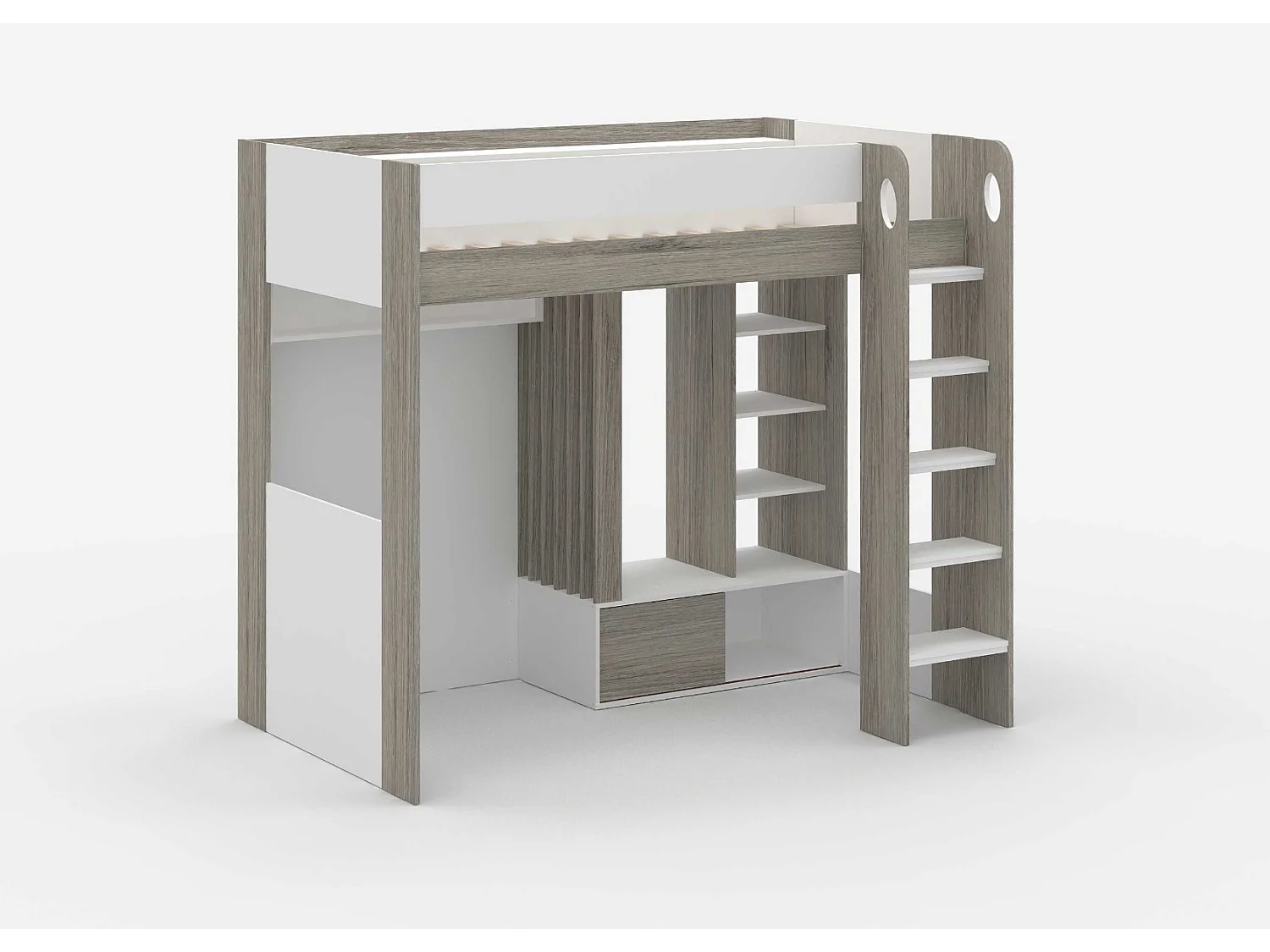 Flair Hampton High Sleeper with Wardrobe White & Grey