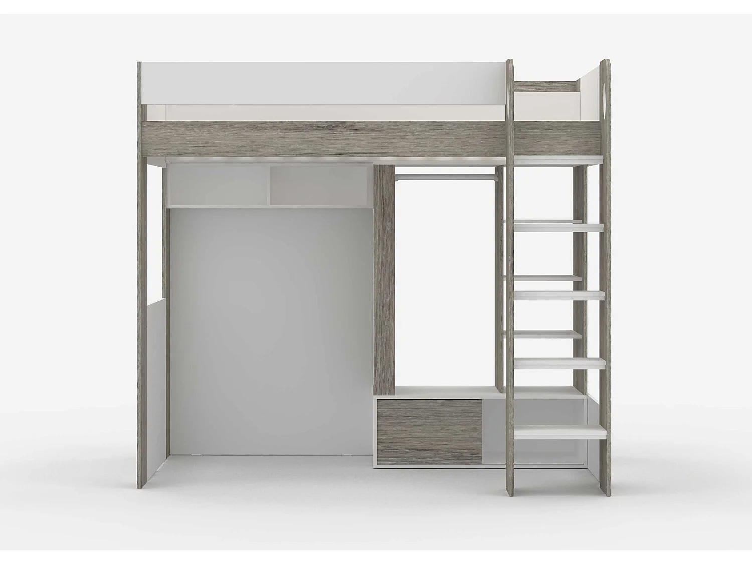 Flair Hampton High Sleeper with Wardrobe White & Grey