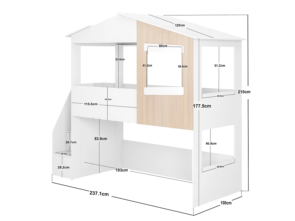 Flair Dreamland House Staircase Midsleeper White & Oak