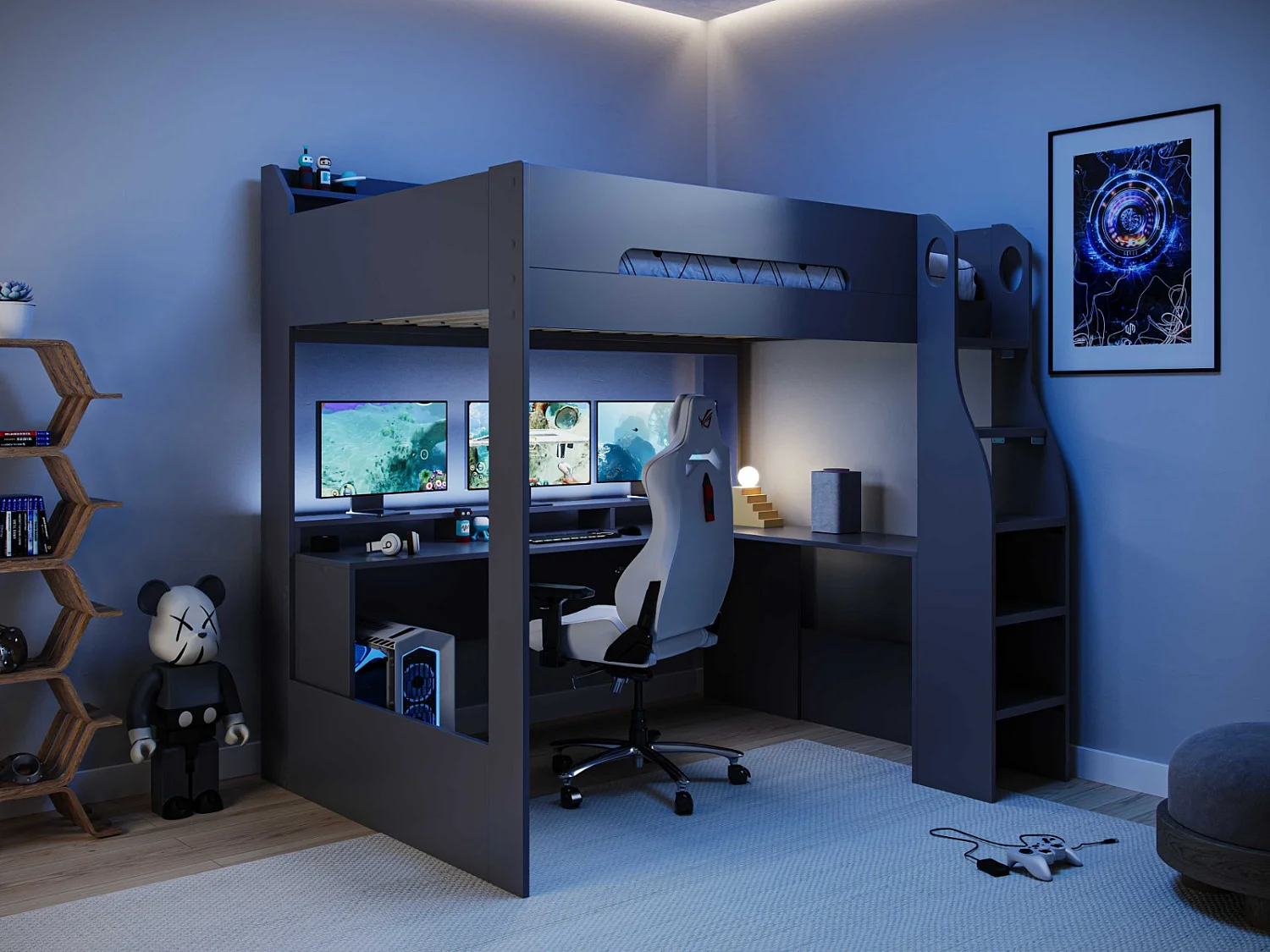 Flair Skyhigh Gaming High Sleeper Anthracite Small Double