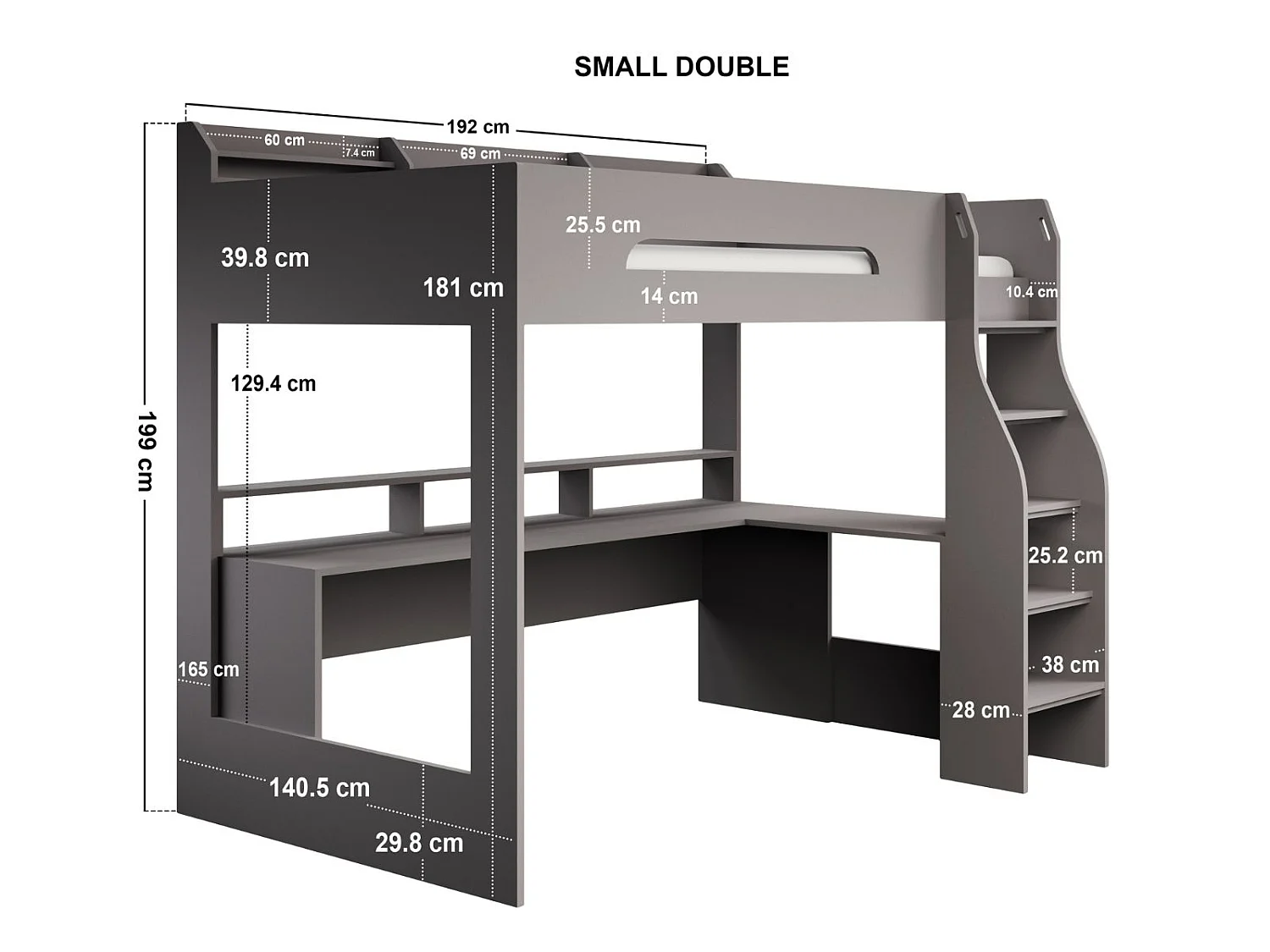 Flair Skyhigh Gaming High Sleeper Anthracite Small Double