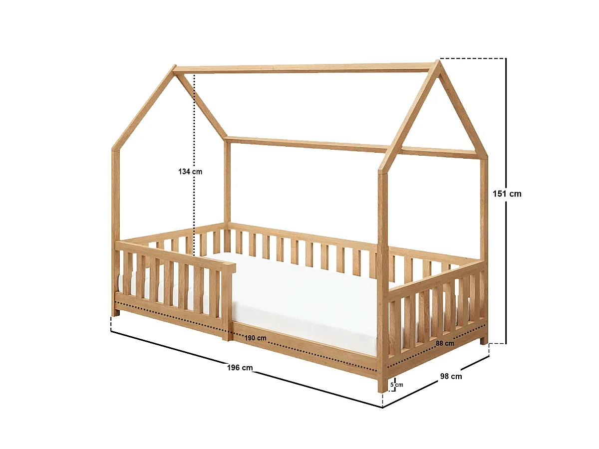 Flair Explorer Single Play House Floor Bed with Rails Wooden Pine