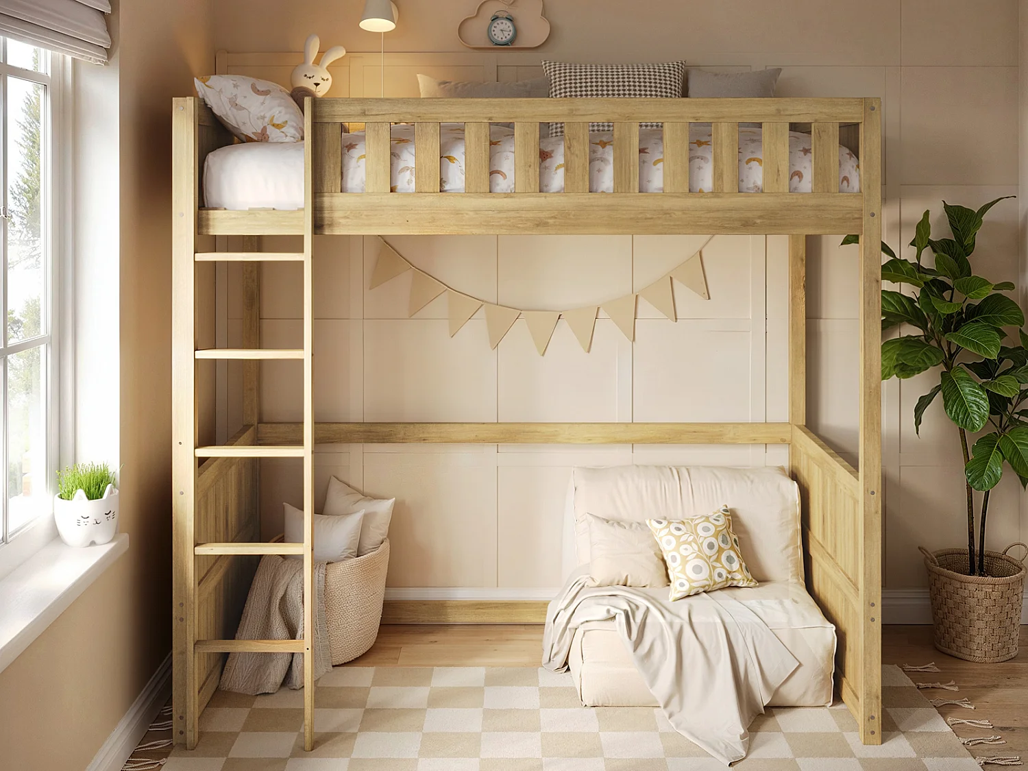 Flair Bea Wooden High Sleeper Oak