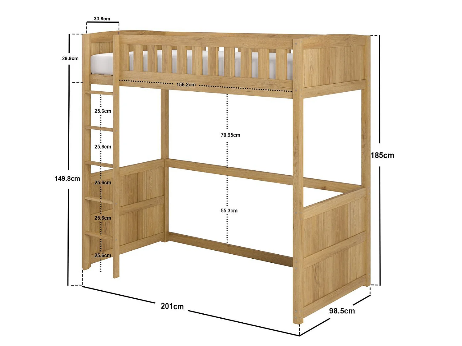 Flair Bea Wooden High Sleeper Oak