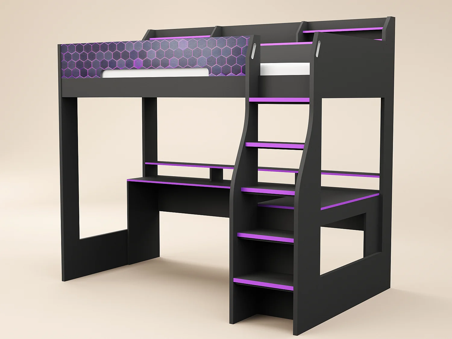 Flair Ultimate Violet Small Double Gaming High Sleeper Charcoal & Purple