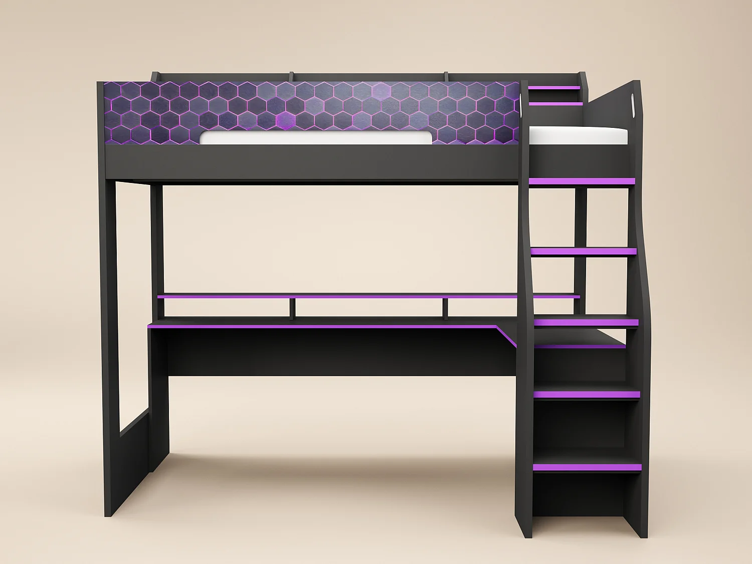 Flair Ultimate Violet Small Double Gaming High Sleeper Charcoal & Purple