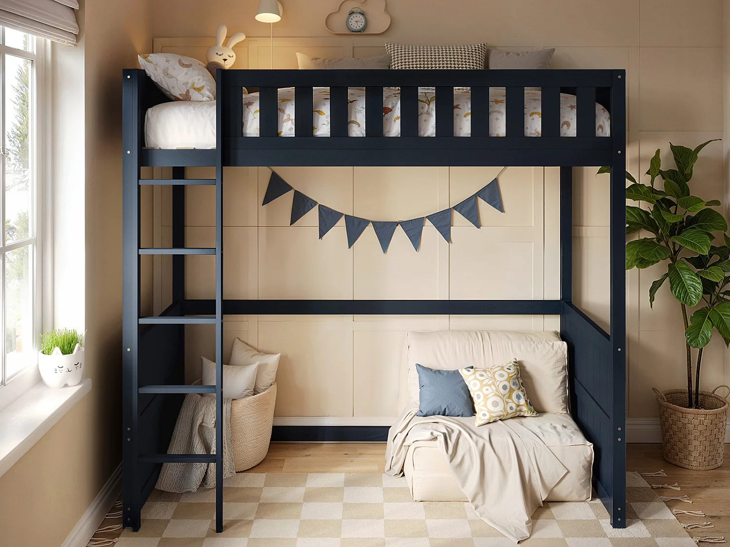 Flair Bea Wooden High Sleeper Navy