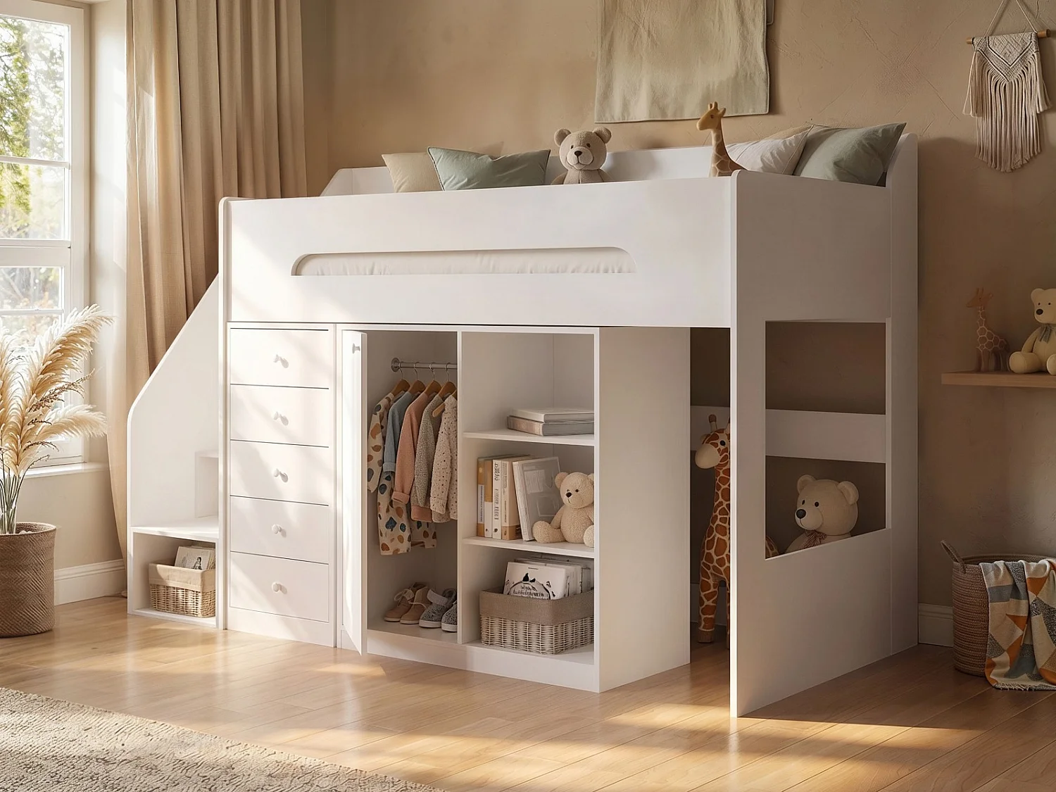 Flair Stepaside High Sleeper Storage Station White