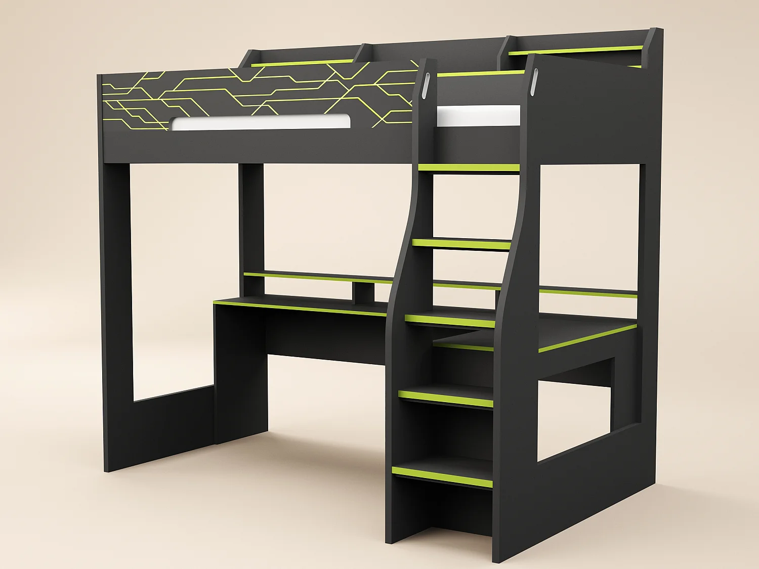 Recoil Ultimate Vivid Small Double Highsleeper with Desk Charcoal & Green