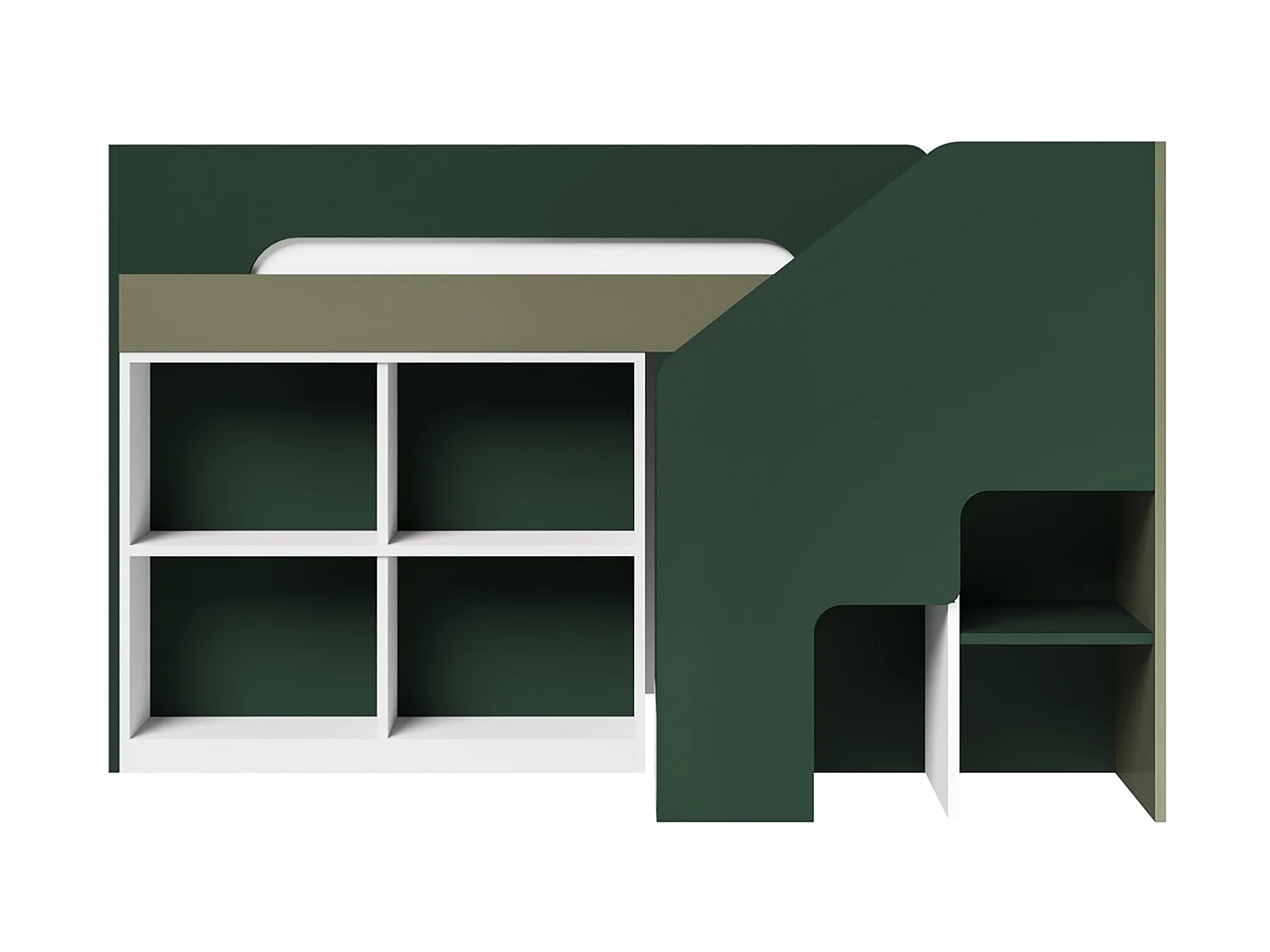 Flair Quinn Staircase Mid Sleeper Bed with Storage Green
