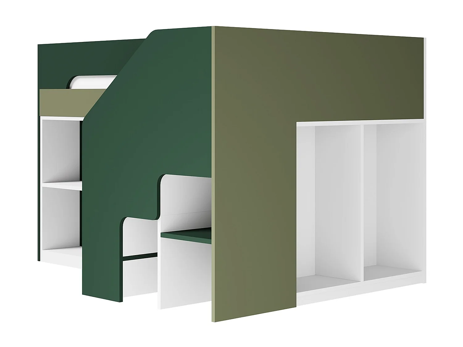 Flair Quinn Staircase Mid Sleeper Bed with Storage Green