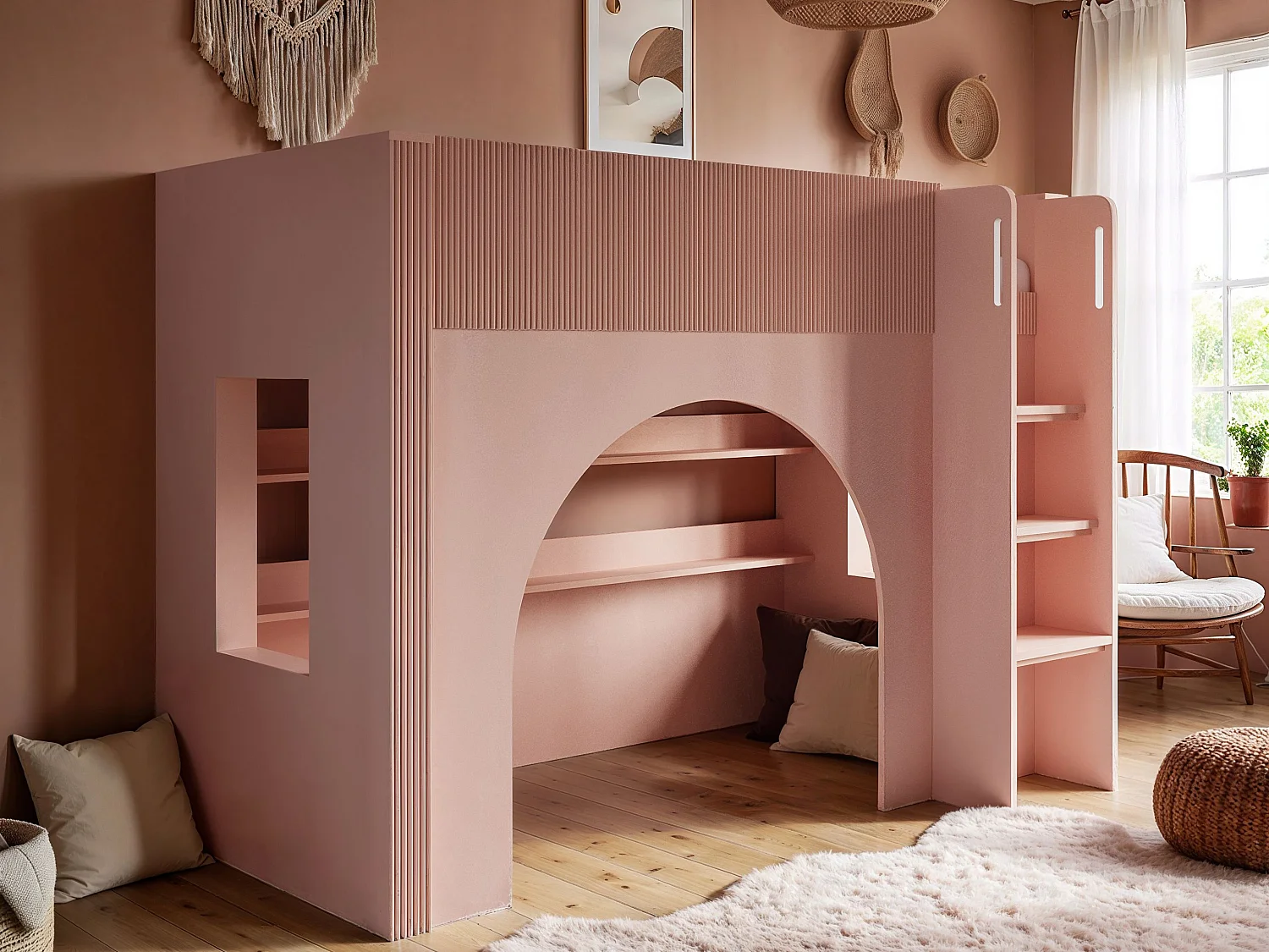 Flair Kaska Mid Sleeper with Ribbed Panel Pink