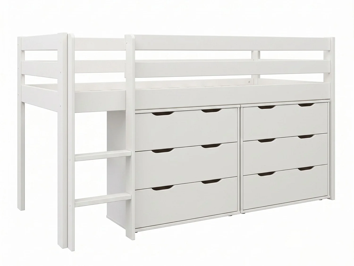 Noomi Nora Mid Sleeper 6 Drawer Set White