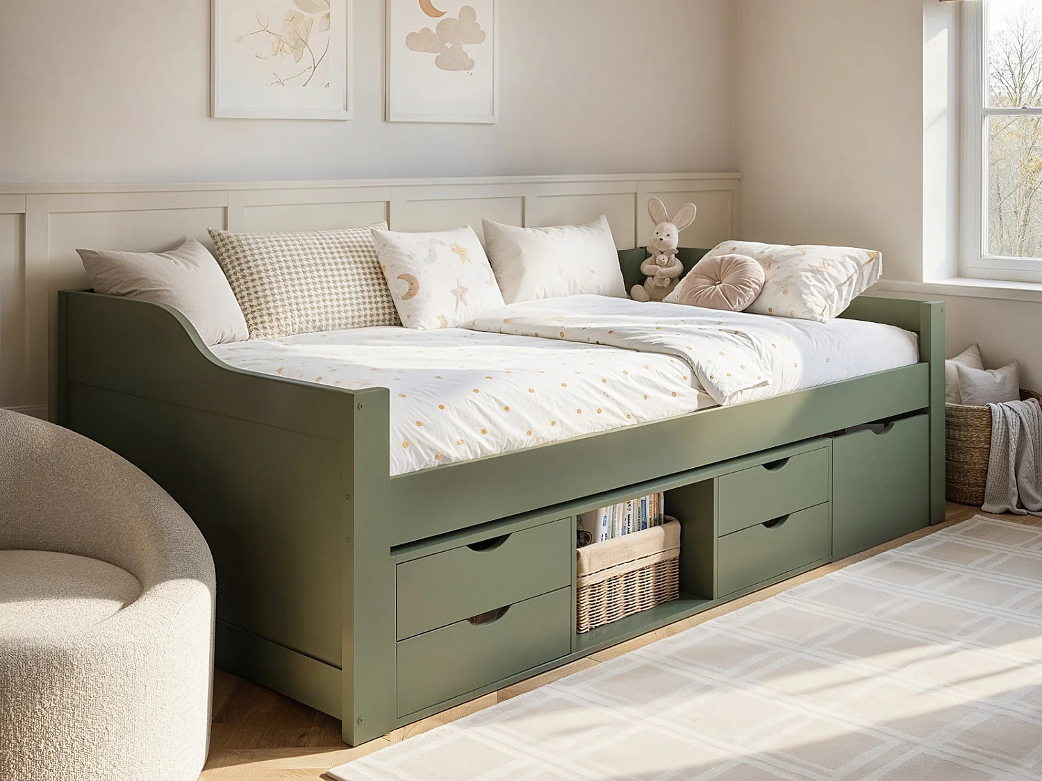 Flair Blair Low Sleeper Bed with Storage Green