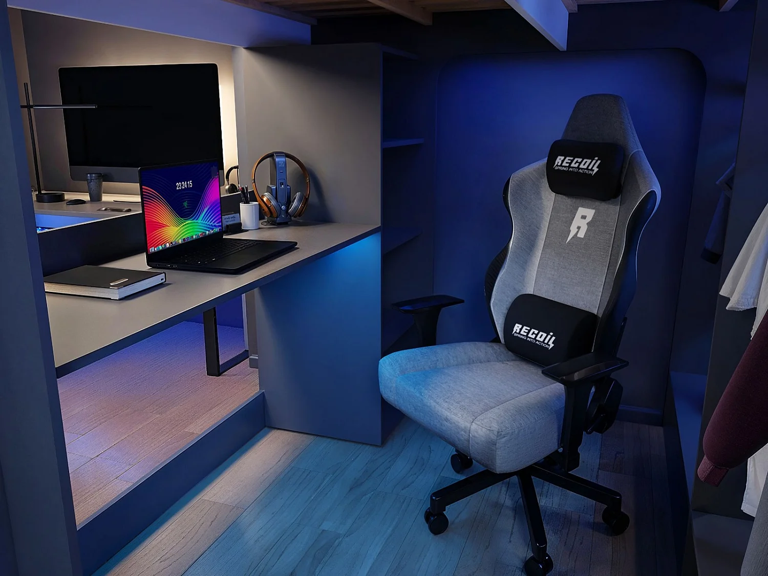 Recoil Dante Twin Gaming High Sleeper with Desk & Wardrobe