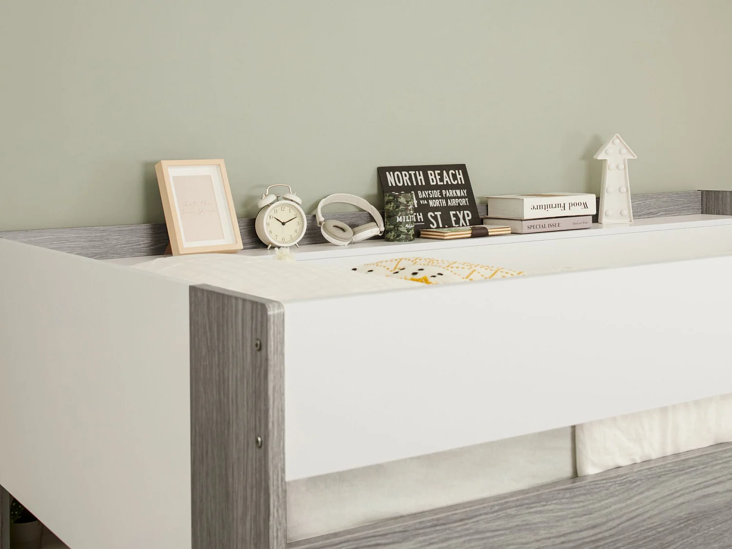 Flair Hampton High Sleeper with Desk - White & Grey