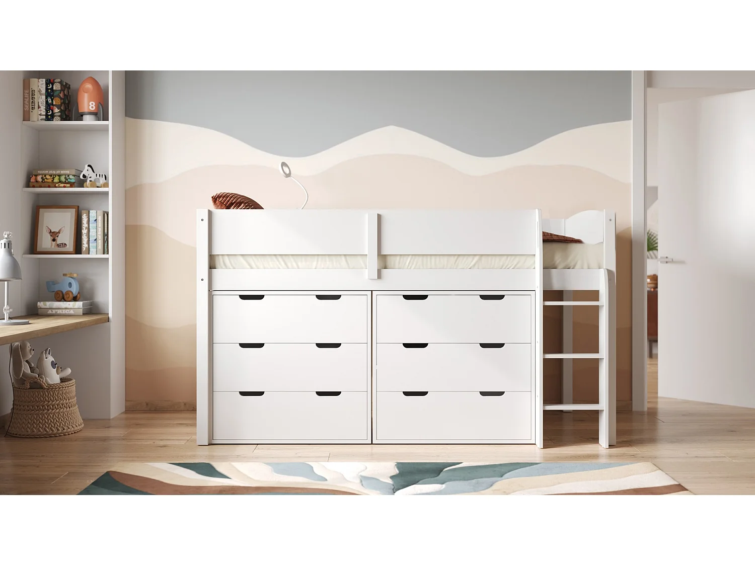 Flair Loop Mid Sleeper Bed Storage Set White