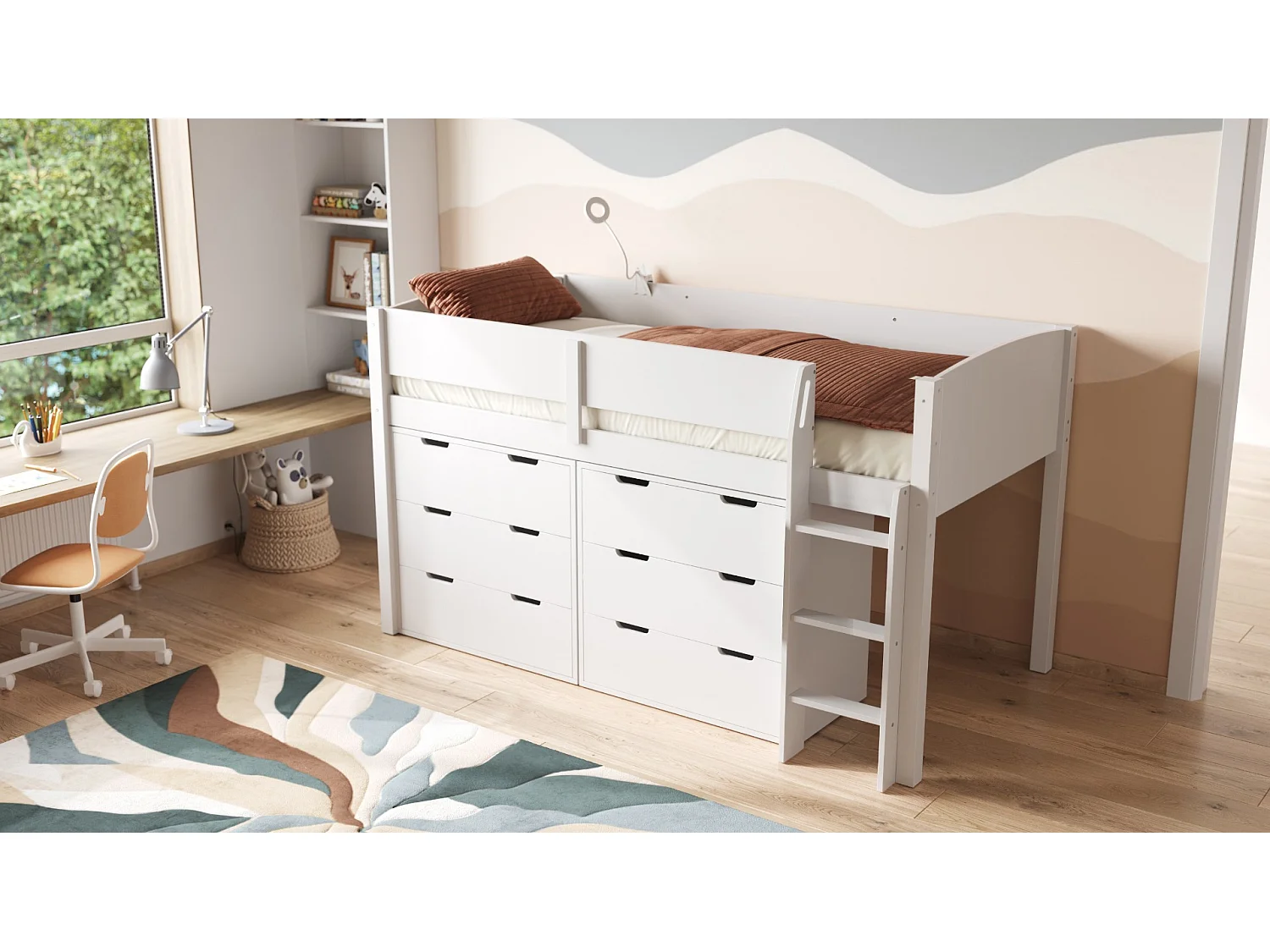 Flair Loop Mid Sleeper Bed Storage Set White