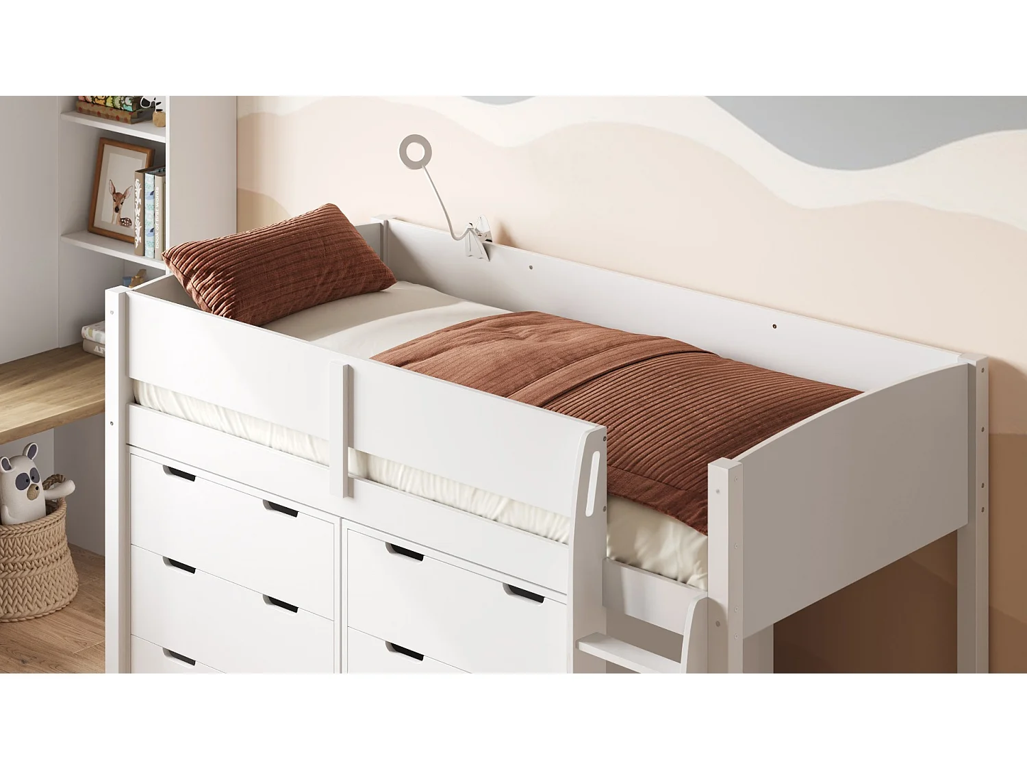 Flair Loop Mid Sleeper Bed Storage Set White