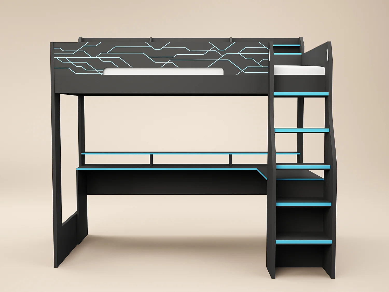 Flair Ultimate Neon Single Gaming High Sleeper Charcoal & Blue
