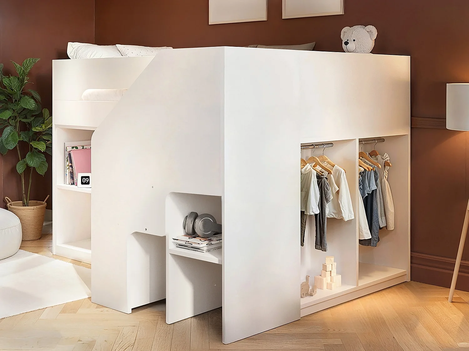 Flair Quinn Staircase Mid Sleeper Bed with Storage White