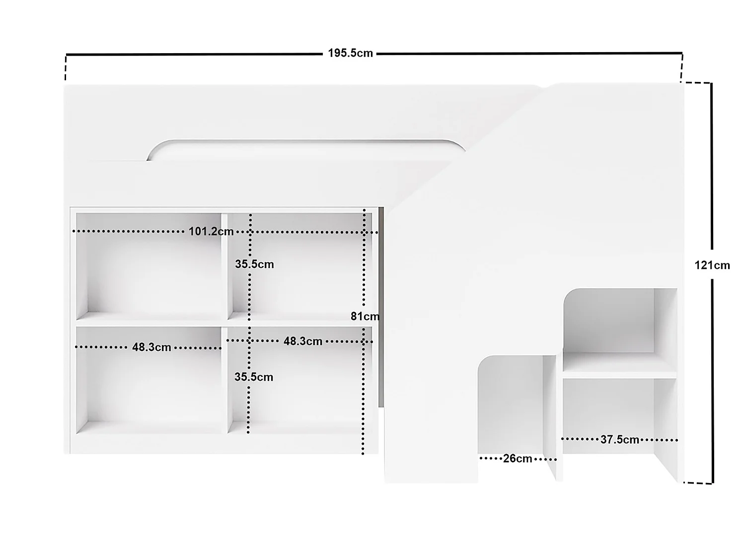 Flair Quinn Staircase Mid Sleeper Bed with Storage White