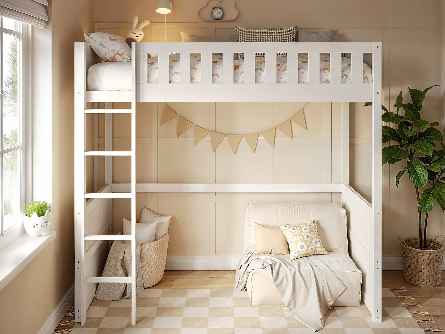 Flair Bea Wooden High Sleeper White