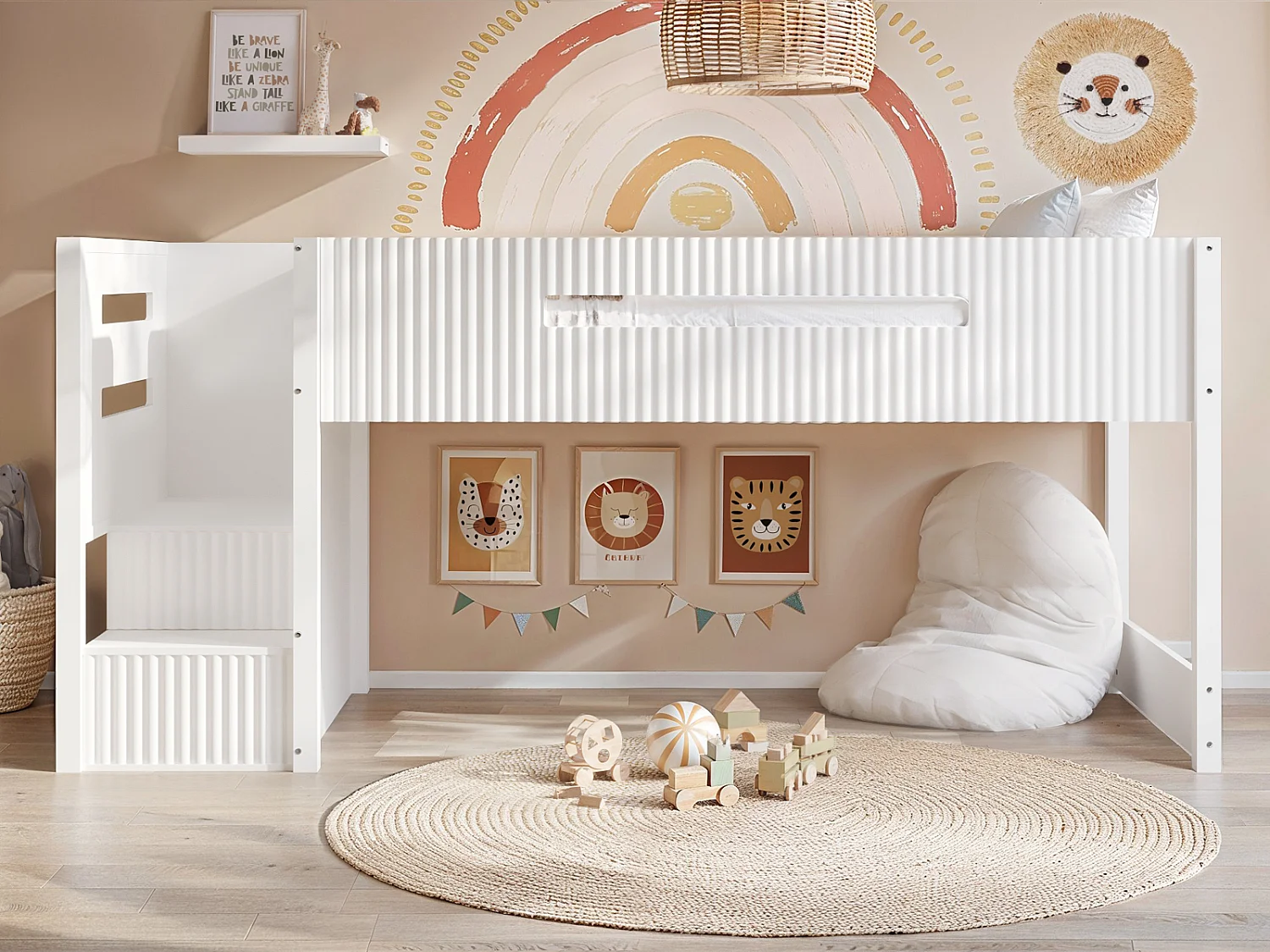 Flair Luca Mid Sleeper Ribbed White