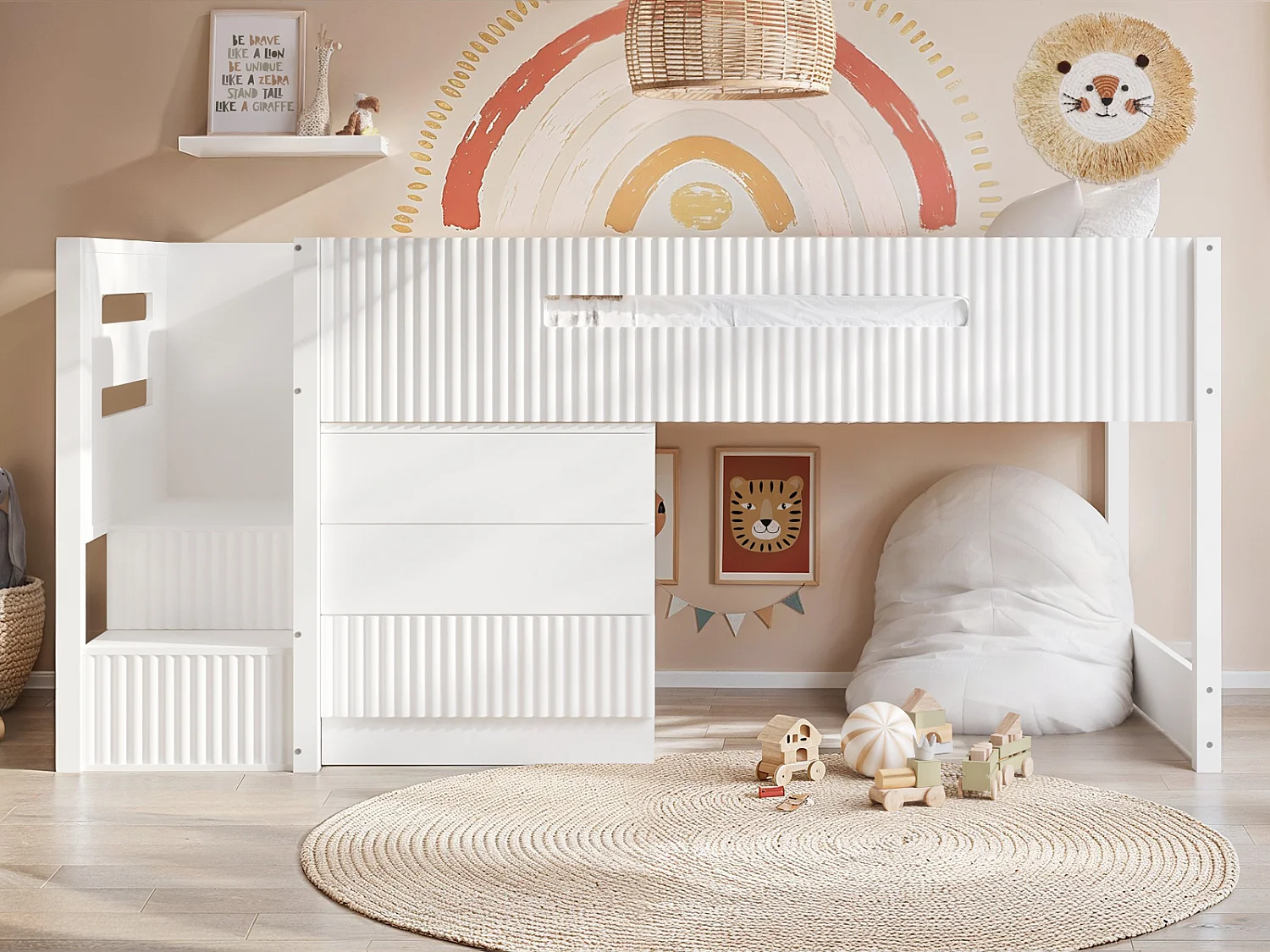 Flair Luca Mid Sleeper Ribbed White