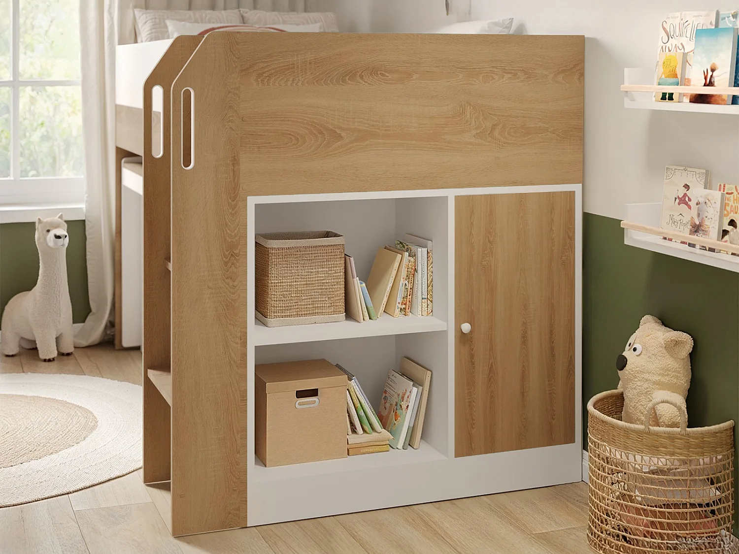 Flair Aiden Kids Cabin Bed with Storage White & Oak