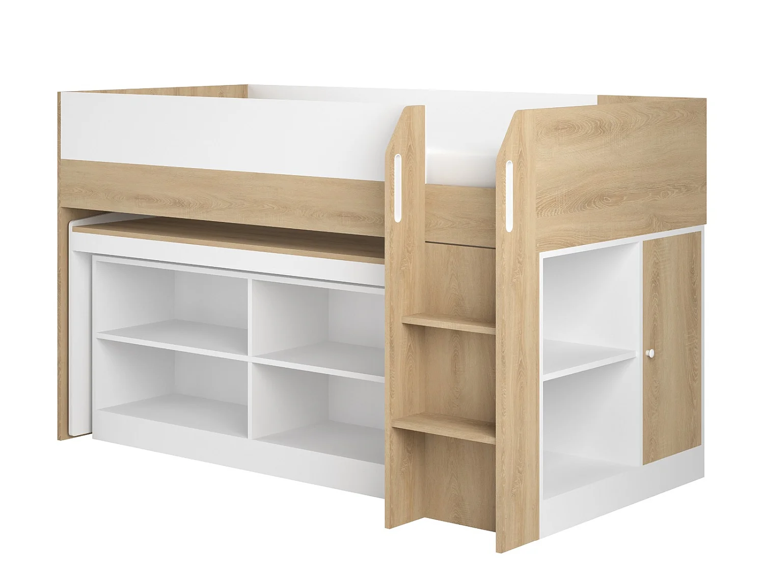 Flair Aiden Kids Cabin Bed with Storage White & Oak