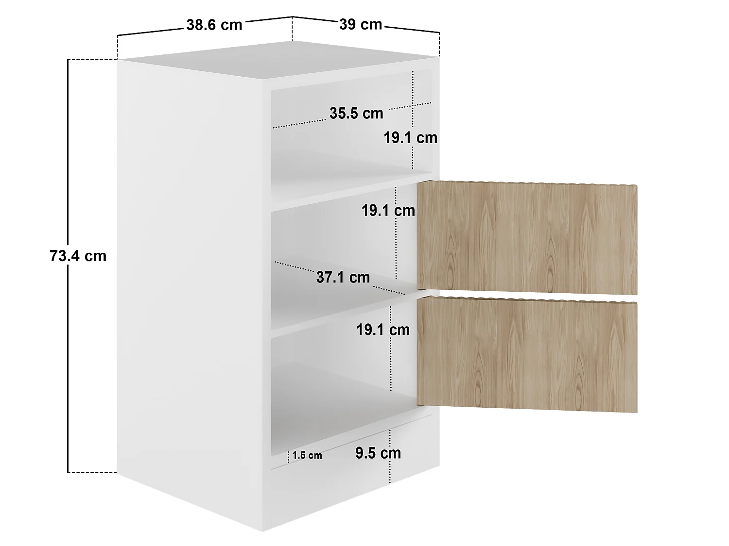 Flair Luca Mid Sleeper Ribbed Storage Bed White & Oak