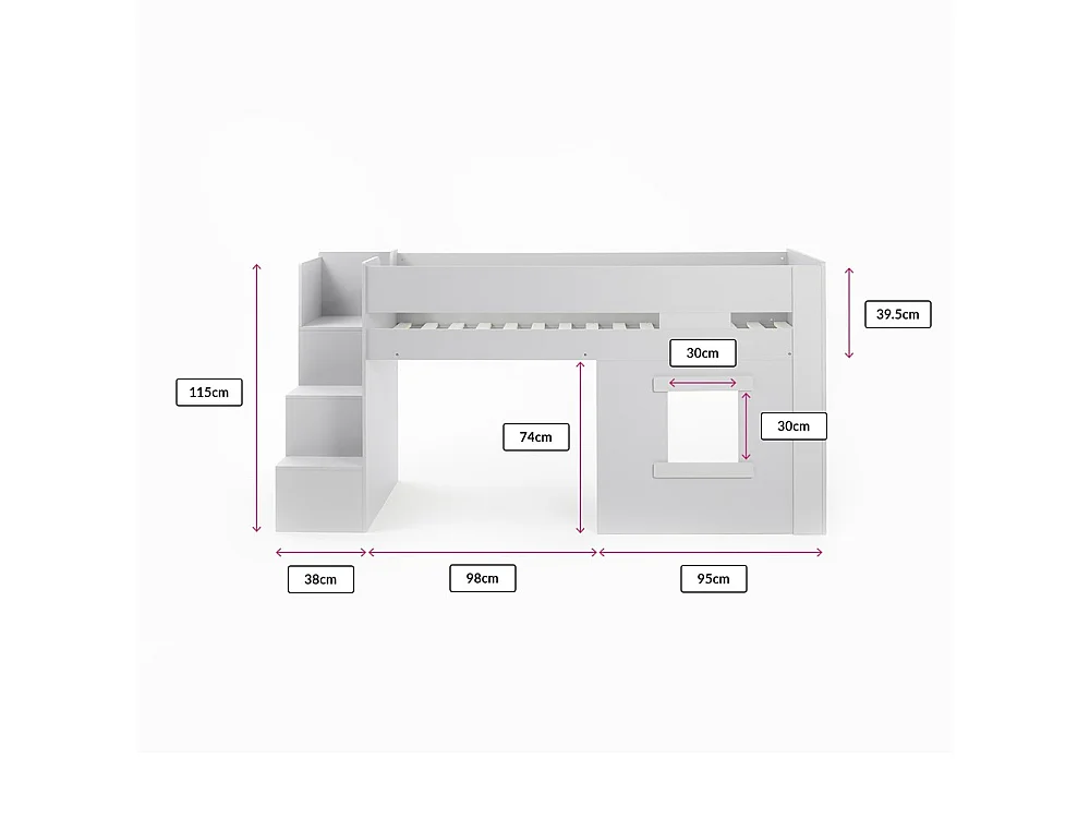 Flair Marlowe Staircase Mid Sleeper with Storage White