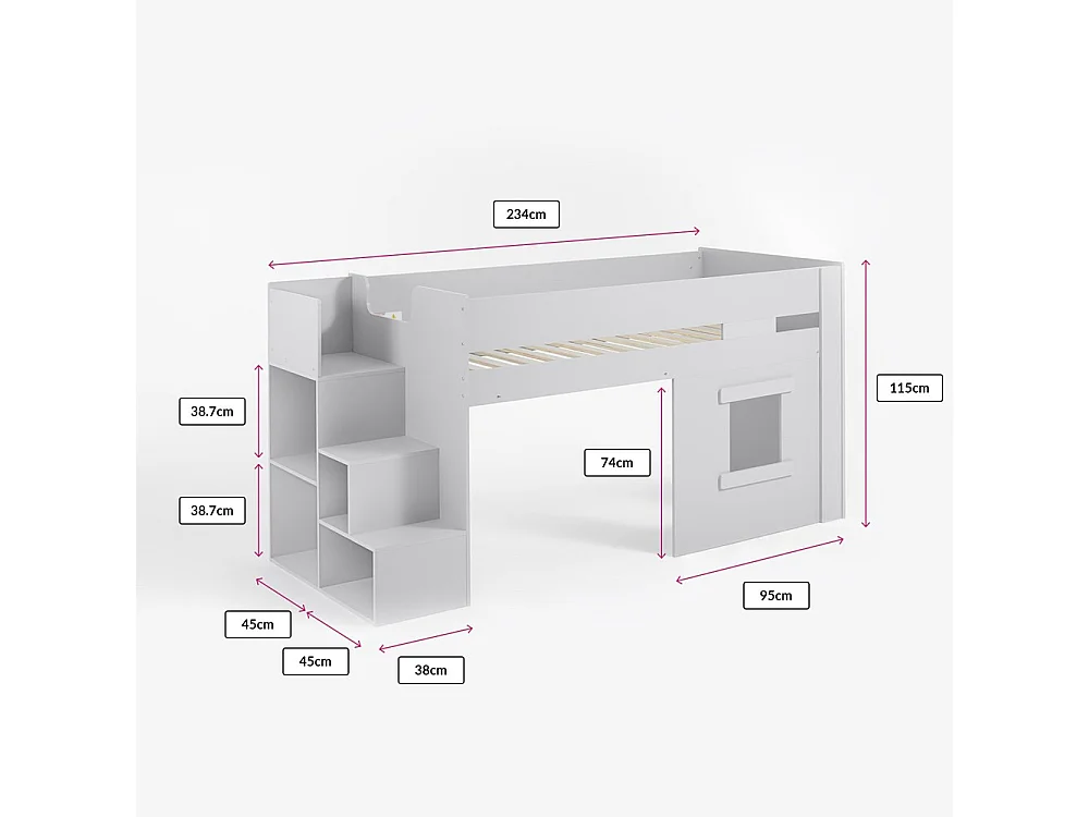 Flair Marlowe Staircase Mid Sleeper with Storage White